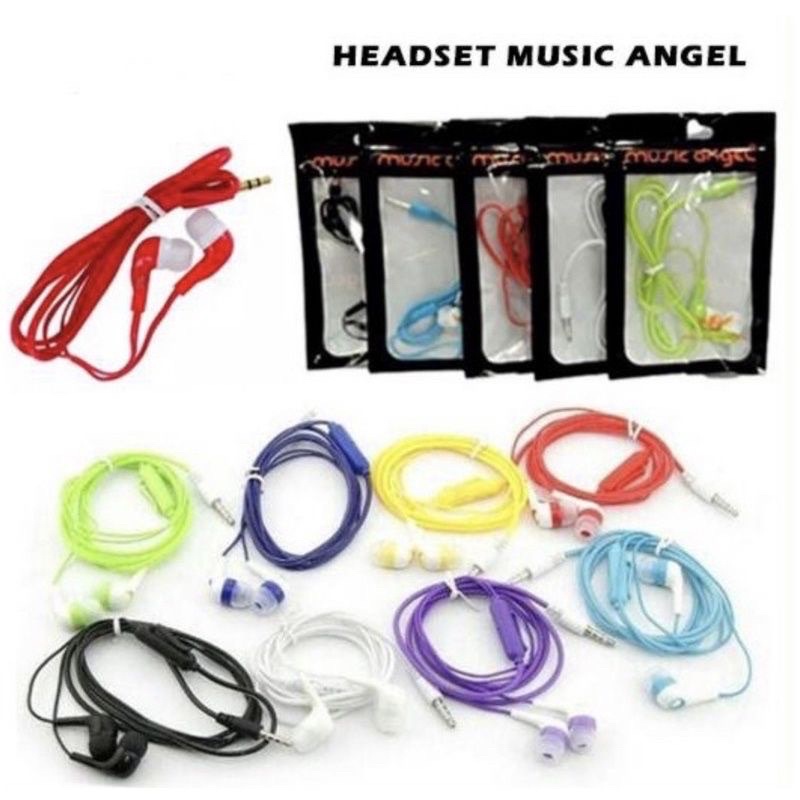 Headset Handsfree Earphone Music Angel MP3 3.5mm Universal Semua Smartphone Murah Hemat