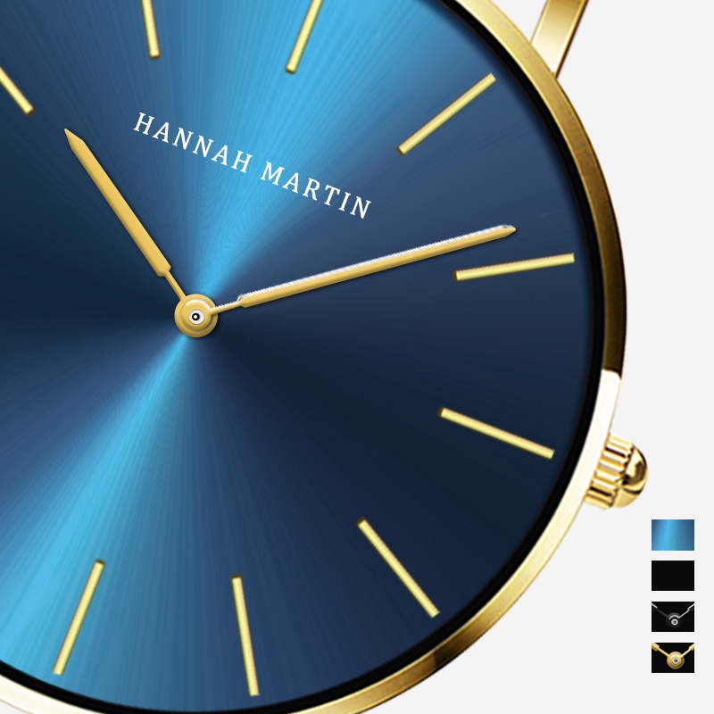 HANNAH MARTIN Jam Tangan Pria 100% Original Keren Sangat tipis Quartz COWOK Couple Kulit Anti Air Men Watch COD Laki Arloji Men Watch murah CH03+-5