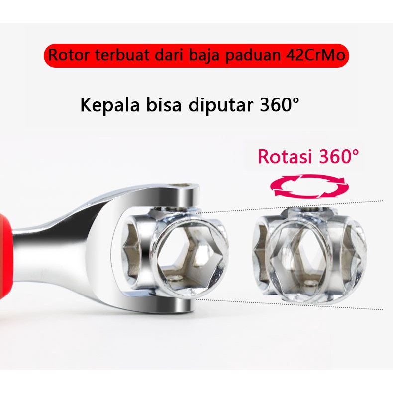 Wrench 8 in 1 Alat Socket Bekerja dengan Spline Baut Torx 360 Derajat 6-Point Universal Furniture Mobil Perbaikan 250mm