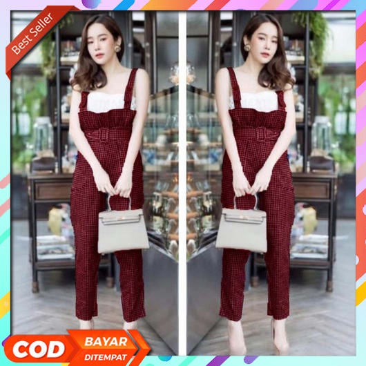 Jumpsuit Wanita Korean Style Pendek Jeans Terbaru 2022 Setelan Cewek Kekinian Bahan Rayon Overal Per