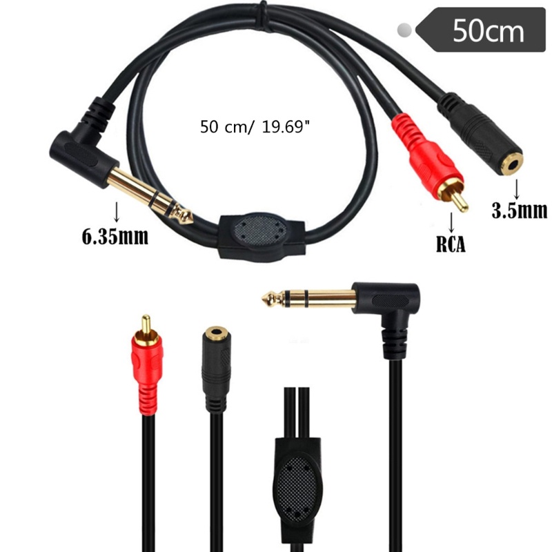 Zzz Kabel Spliter 3.5mm 1/8-inch Stereo TRS Female Ke 6.35mm 1per4 &quot;Pria Y 6.35mm Ke RCA Male Cable