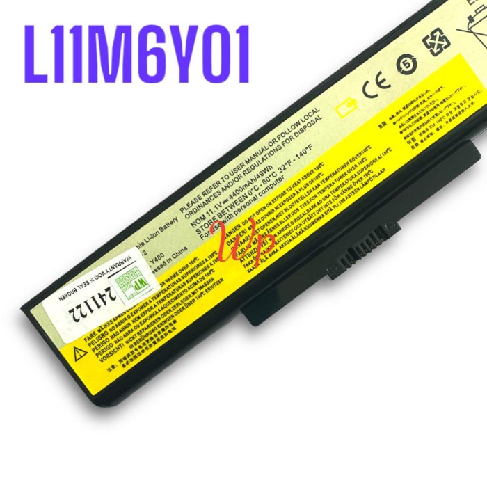 Baterai Lenovo G480 B480 B490 G410 G400 G405 Y480 Z480 E430 L11M6Y01