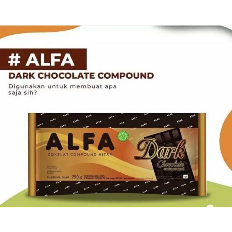 

ALFA COKLAT BATANGAN 250 GR / ALFA DARK CHOCOLATE COMPOUND 250 GR / ALFA COKLAT BATANG 250 GR