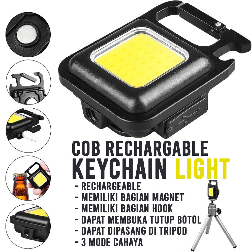 Lampu Senter Viral 3 In 1 Super Terang Led COB Mini USB Charger Dengan Gantungan  Memancing Ada Magnet Kunci Untuk Outdoor / Camping / Dan Dudukan