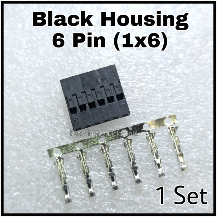 (1 Set) Black Housing 6p 2.54mm Konektor Hitam Dupont Female 1x6 6pin putr4n14 Segera Beli