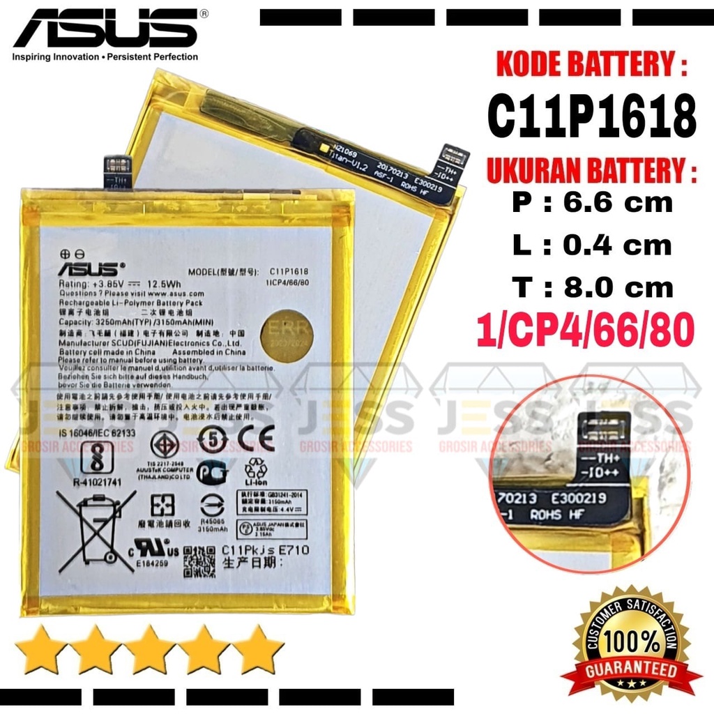 Baterai Battery Original ASUS C11P1612 For Tipe HP Zenfone 4 Edisi 4G Dual Sim , Z01KD , Z01KDA , ZE554KL &amp; Zenfone 5Q , 5Q Lite , ZC600KL , X017D , X017DA