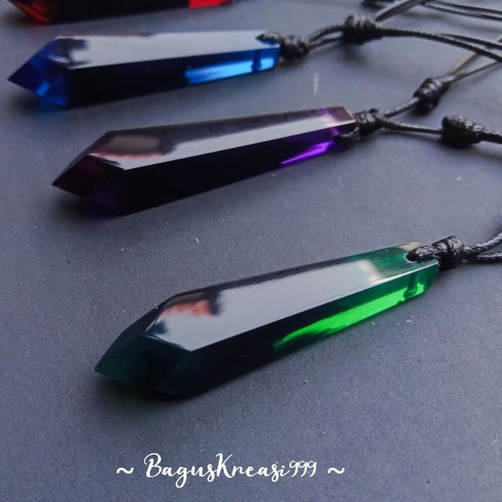 ➬ Kalung Pria Wanita Viral Resin Black Green Purple Blue Red Royal ゼ