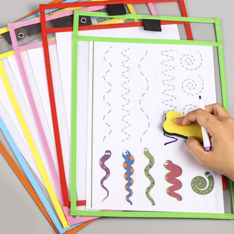 A4 Transparan Dry Erase File Folder Colorful PVC Document Bag