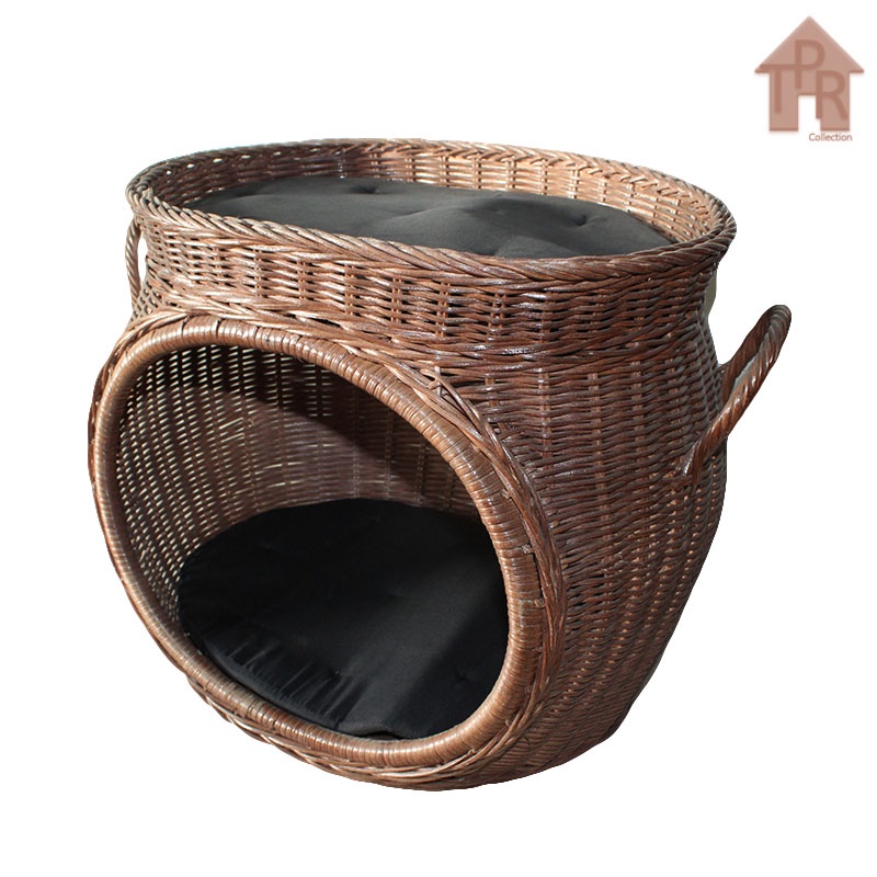 Rotan - Pet Basket Keranjang Kucing Anjing Tingkat Oval D50