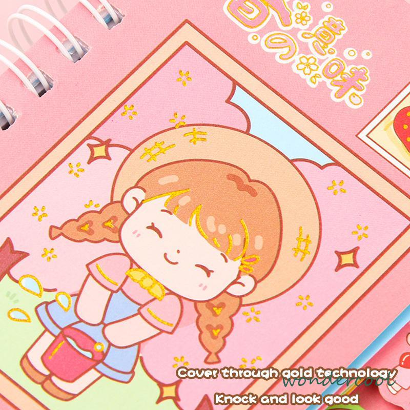Buku Catatan Lucu Siswa Scrapbook Coil  Buku Portabel  Dengan Stiker Di Dalamnya-Won