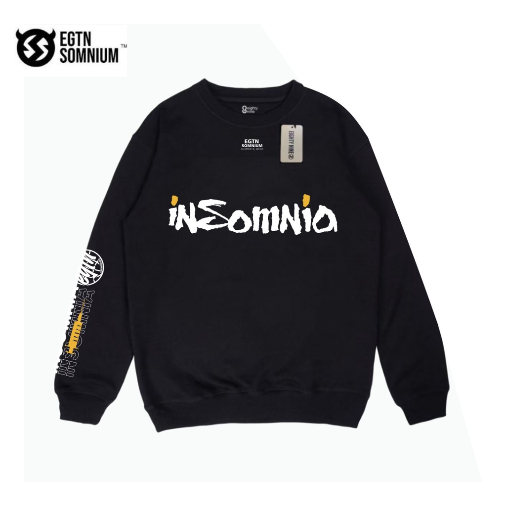 Sweater Crewneck Insomnia Effect Hitam Pria Wanita Premium EGTN Distro Terbaru