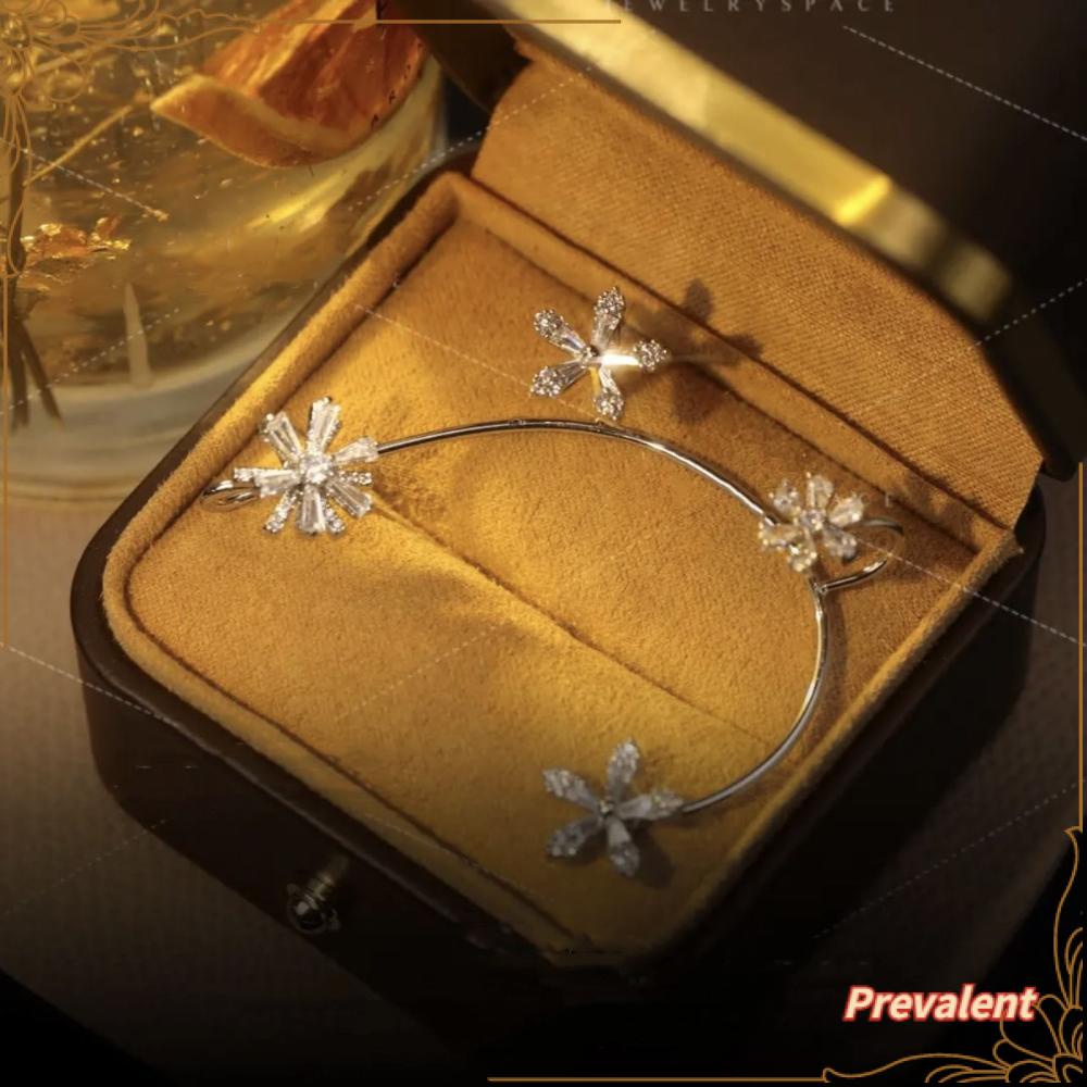 Preva Anting Tanpa Tindik Anting Pernikahan Wanita Gadis Mengkilap Berputar Bunga Zirkon Kristal Telinga Manset