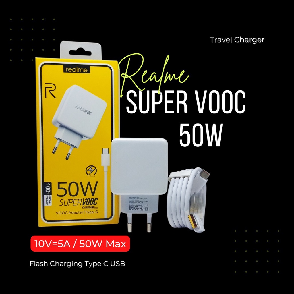 Charger Realme 50W Super VOOC Travel Charger Realme Type C 50 Watt Original