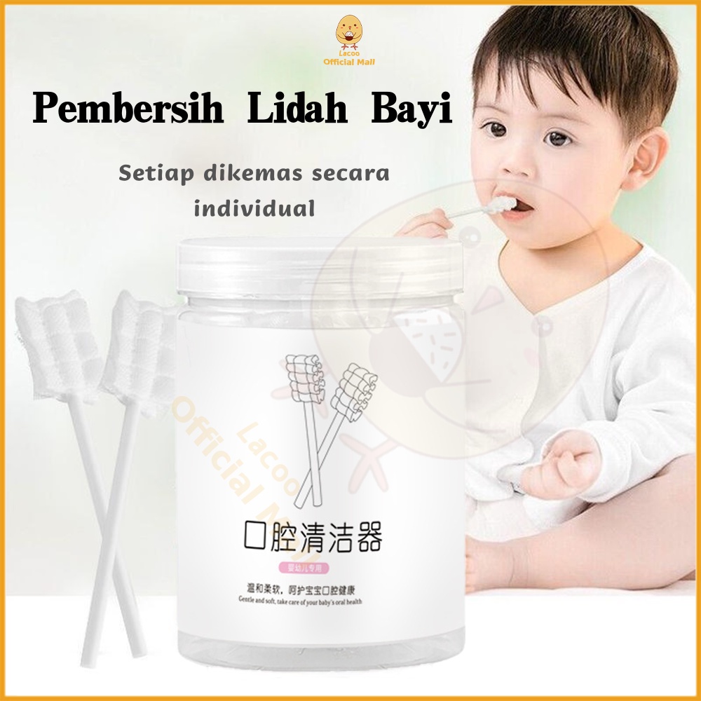 Lacoo 30pcs Sikat Pembersih lidah mulut bayi kasa Baby oral cleaner stick