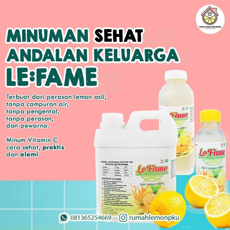 

Sari Lemon Le Fame, 100% Lemon Organik (Halal & BPOM)