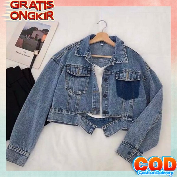 Jaket Crop Jumbo Jeans Denim Jaket Oversize Bigsize Wanita Jaket Jins Cewek Terbaru Kekinian Levis (