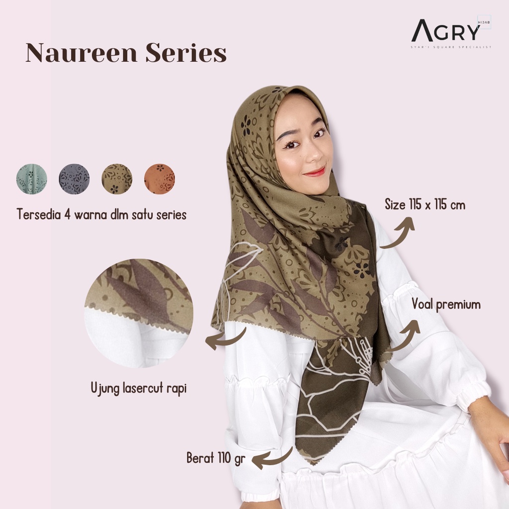 ᴀɢʀʏ Hijab Segiempat Voal Motif 115 Lasercut