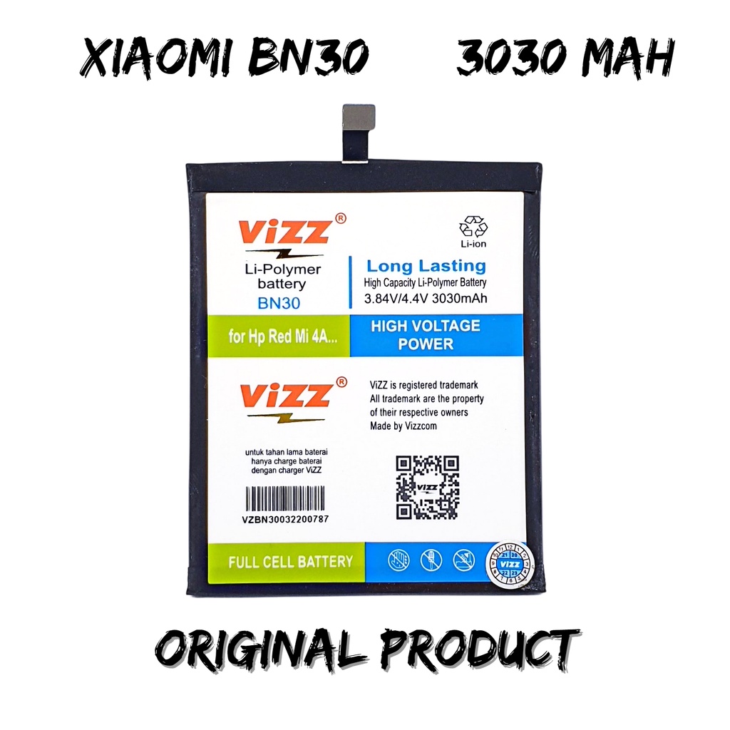 Vizz Baterai Xiaomi BN30 Batre Redmi 4A Original