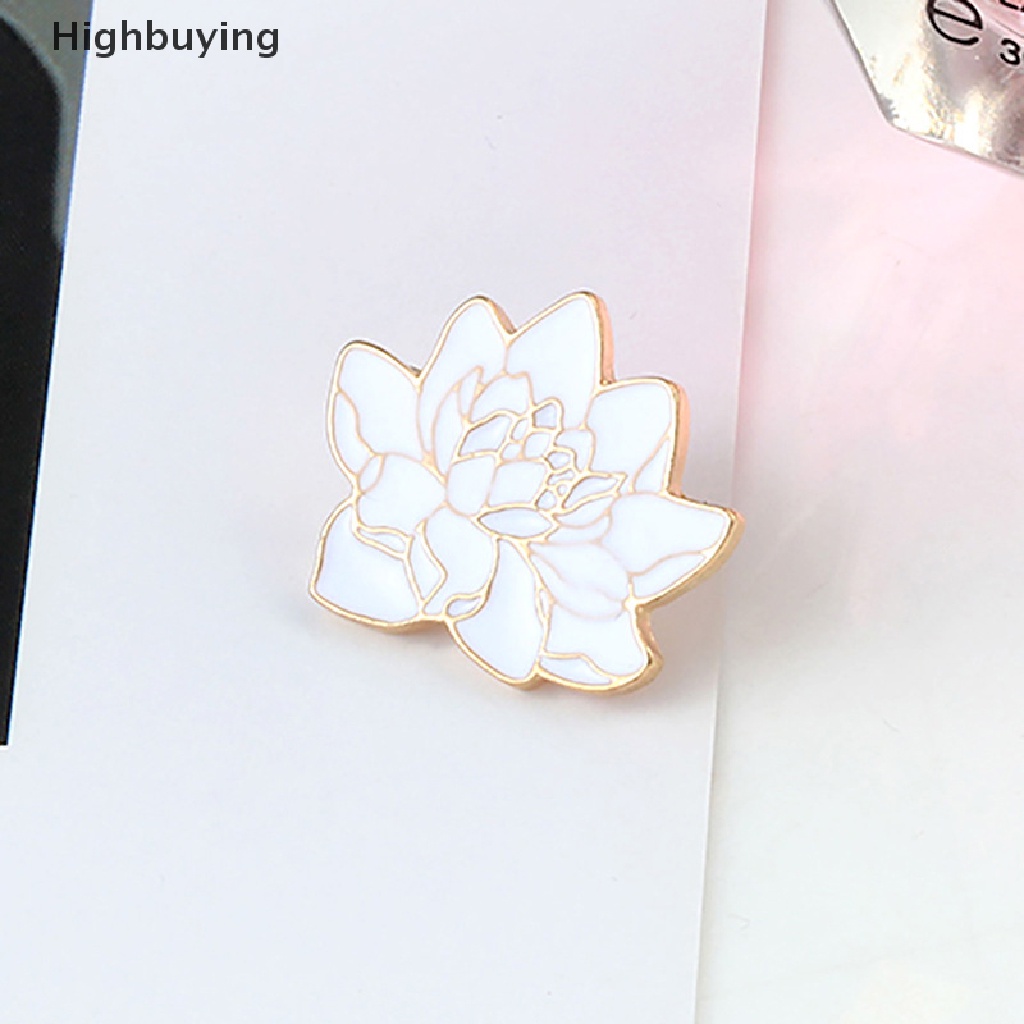 Hbid Buddhisme Teratai Putih Bunga Enamel Pin Bunga Tanaman Bros Denim Coat Ransel Kerah Pin Pria Wanita Lencana Jepang Perhiasan Hadiah Syal Kancing Glory