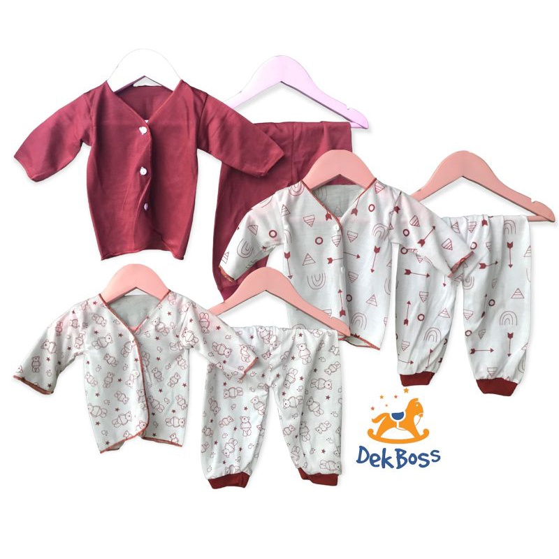 Baju Bayi Setelan Panjang Newborn Katun warna abu | Set Setelan Baju Bayi + Celana Bayi Newborn Baru Lahir | Celana Panjang Bayi Baju Lengan Panjang Bayi Piyama Bayi | Pakaian Bayi Perlengkapan Bayi dan Kaus Bayi