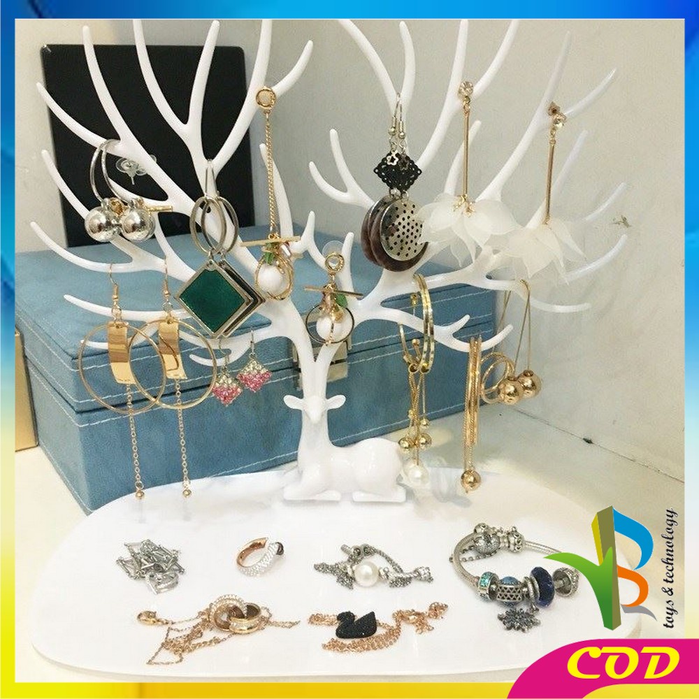 RB-K135 Rak Display Perhiasan Wanita Bentuk Tanduk Rusa Tempat Penyimpanan Kalung Cincin / Rak Organizer Perhiasan Multifungsi Rak Gantung Anting Liontin Gelang Aksesoris