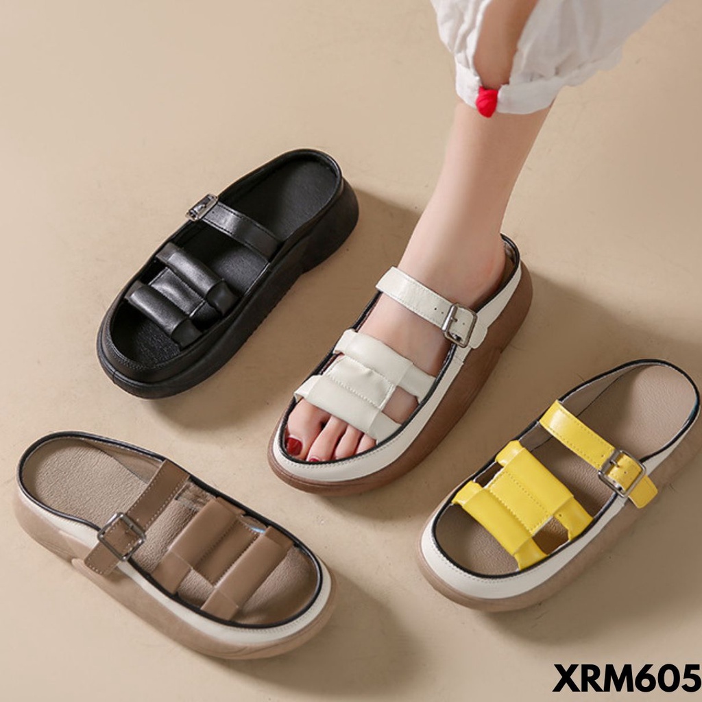 SANDAL WEDGES WANITA SIMPLE KEKINIAN NYAMAN DESIGN STRAP ELEGANT BAHAN PU IMPORT RM605