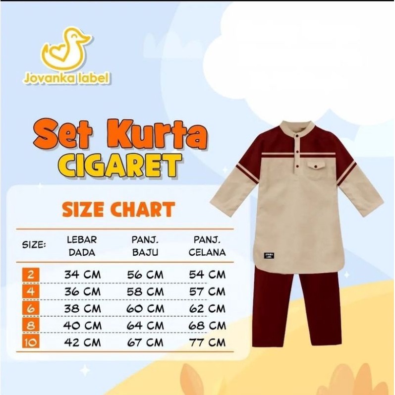 KOKO KEMKO SET KURTA CIGARET  2/4/6/8/10 TAHUN JOVANKA LABEL