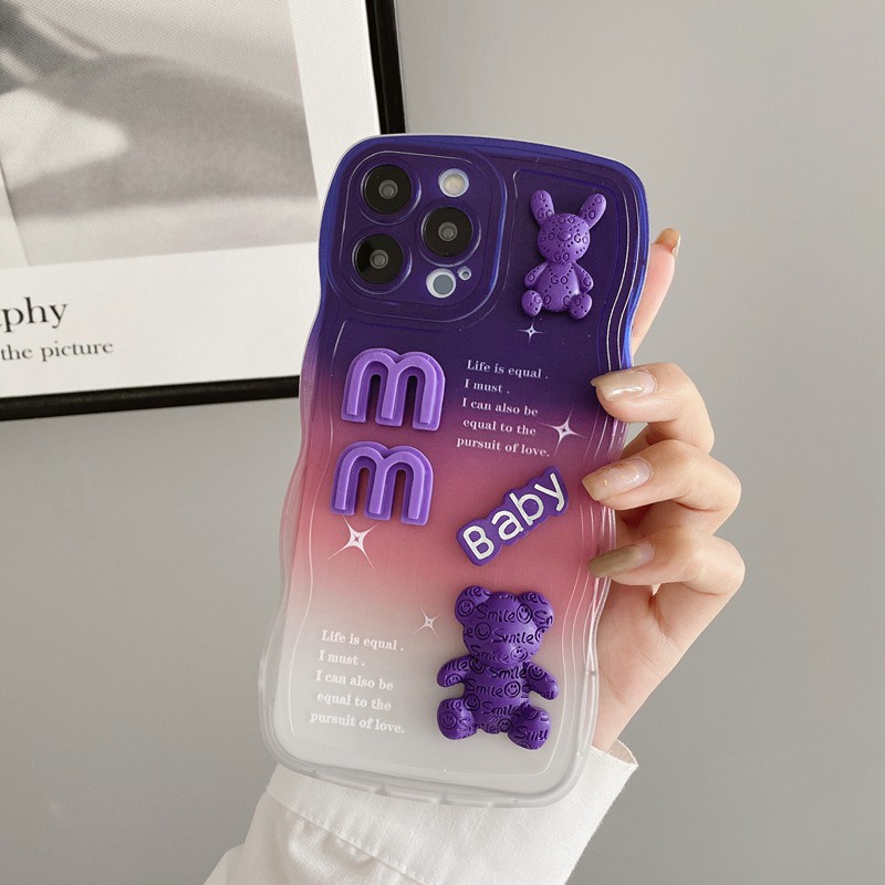 Purple Baby Bear Bunny Doll Wave Soft Case VIVO V23 V23E Y11 Y12i Y12 Y15 Y17 Y33S Y52T Y33E Y52S Y31S Y76S Y76 V20 Pro S1 Y12S Y20 Y20i Y20S Y19 V9 Y50 Y30 Y30i Y91C V5 V5S Y15S Y15A Y22 Y22S Y35 2022 Y16 V25 V25E Y33S Y33T Y32 5G Casing