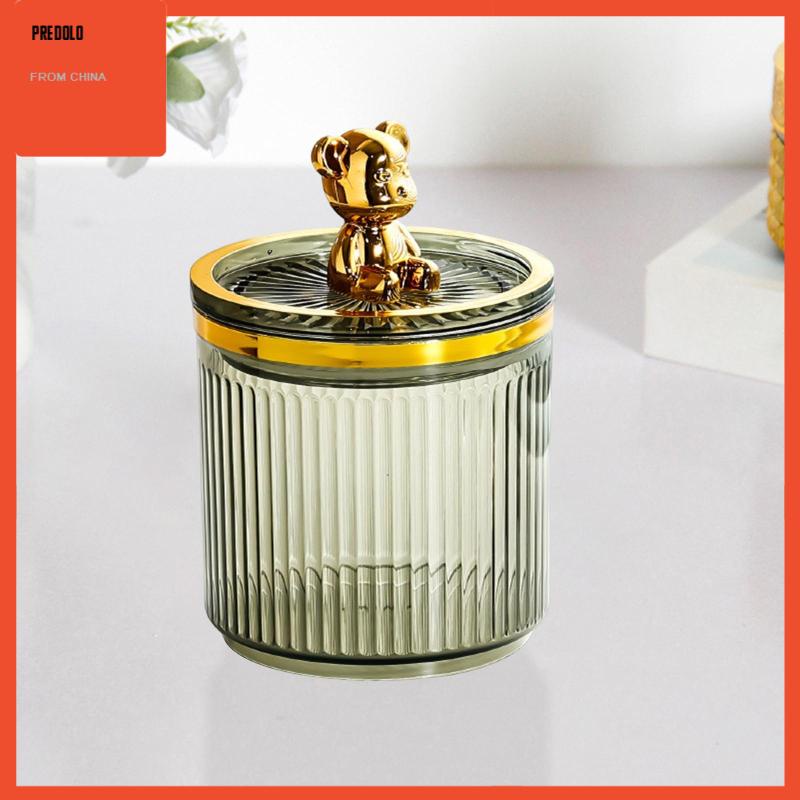 [Predolo] Holder Pad Bola Cotton Swab Makeup Dengan Tutup Untuk Desktop Meja Kamar Mandi