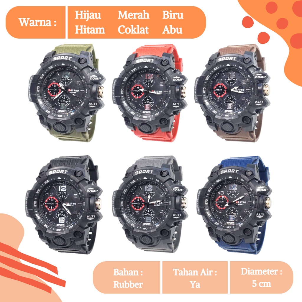 [COD] Jam Tangan Analog Angka Pria Gastro Sport K-Sport Rubber Strap Water Resist / Anti Air Model Trendy Seri 1