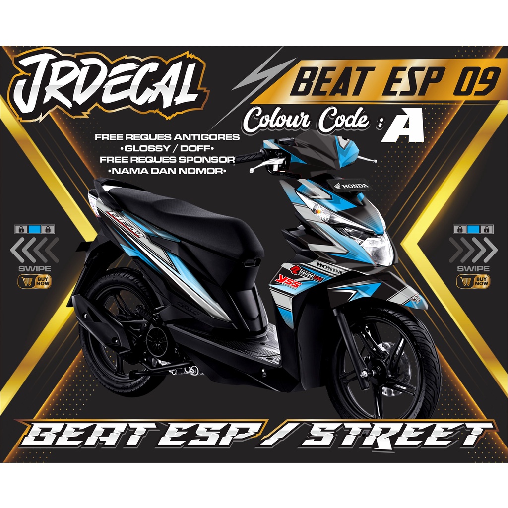 (BISA COD) DECAL STICKER HONDA BEAT ESP STREET HITAM MINIMALIS RACING- DECAL STICKER HONDA BEAT ESP 