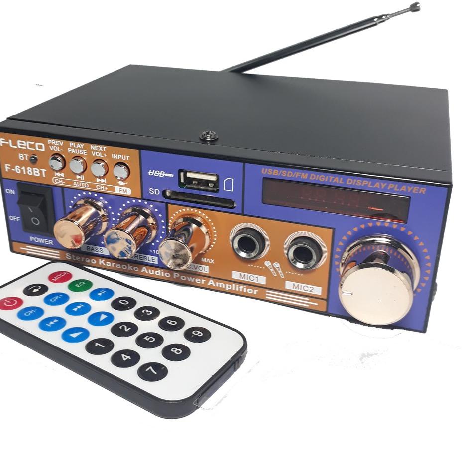 Oke Price.. Fleco Amplifier Bluetooth Mini F-618BT Stereo Karaoke