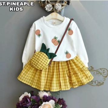 Setelan atasan dan rok anak perempuan/set pineapple kid