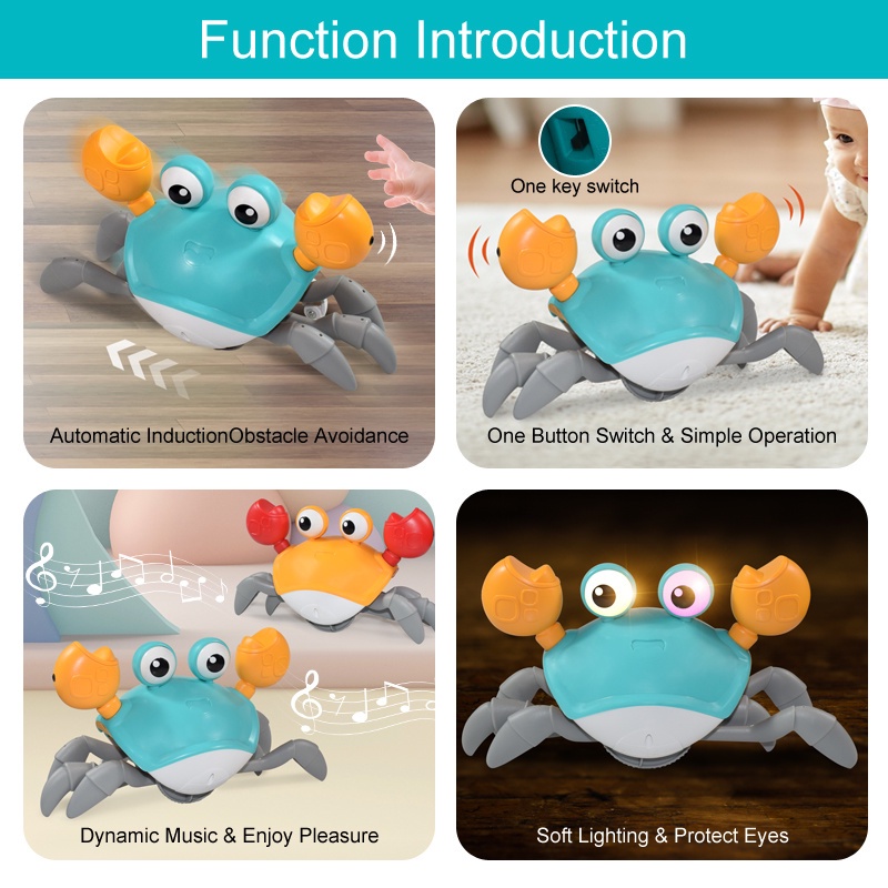 Kartun Escape Gurita Bayi Merangkak Mainan/Mainan Kepiting Berjalan Elektrik Rechargeable/Baby Induction Crab Educational Toys Gift