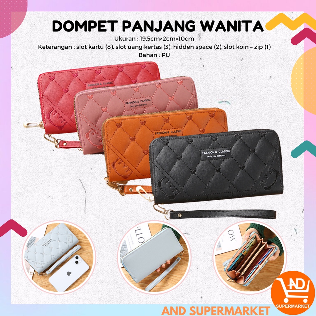 AND / COD / Dompet Panjang Wanita Import Dompet Cewek Cantik Kekinian Dompet Perempuan Dewasa Murah Dompet Wanita Fashion D81