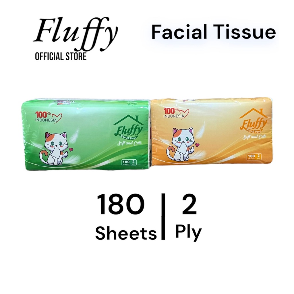 TISU FLUFFY 180 SHEETS 2 PLY TISU WAJAH FACIAL TISSUE PROMO