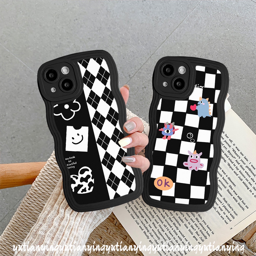 REDMI Redmi9 10 10A 10A A1+ 9T 10C 9A A1 A1 9C Mi 11T Pro Note10 11Pro+9 8 11 9Pro Note 9s 10s 11s 10Pro PO CO M3 Pro X3 NFC Chessboard Diamond Grid Soft Monster Kecil Bergelombang Casing Edge