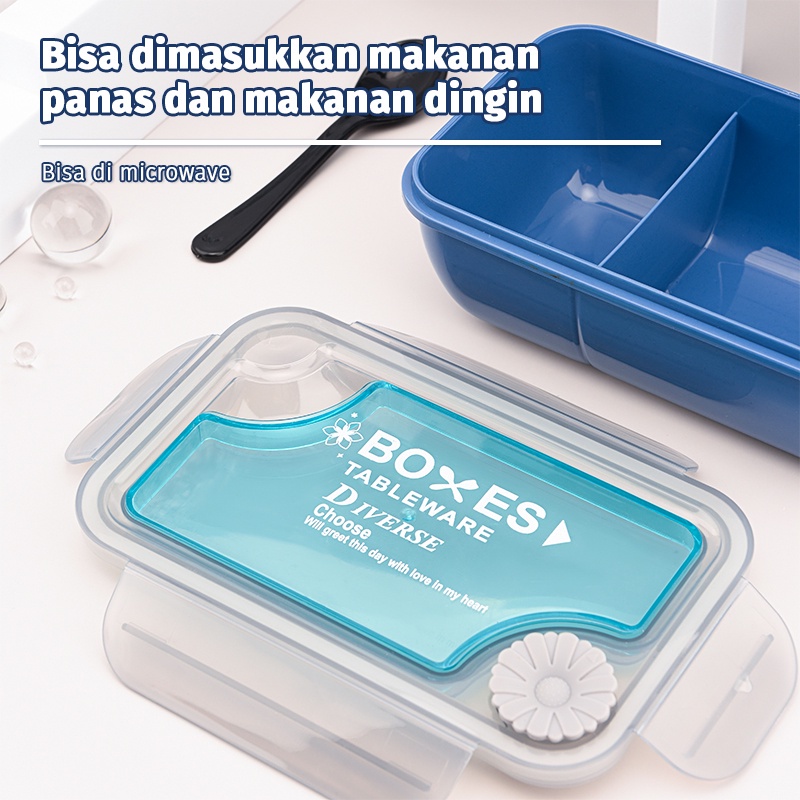 Lunch Box Boxes Anti Bocor Bekal Bento Portable Free Sendok tutup Transparan