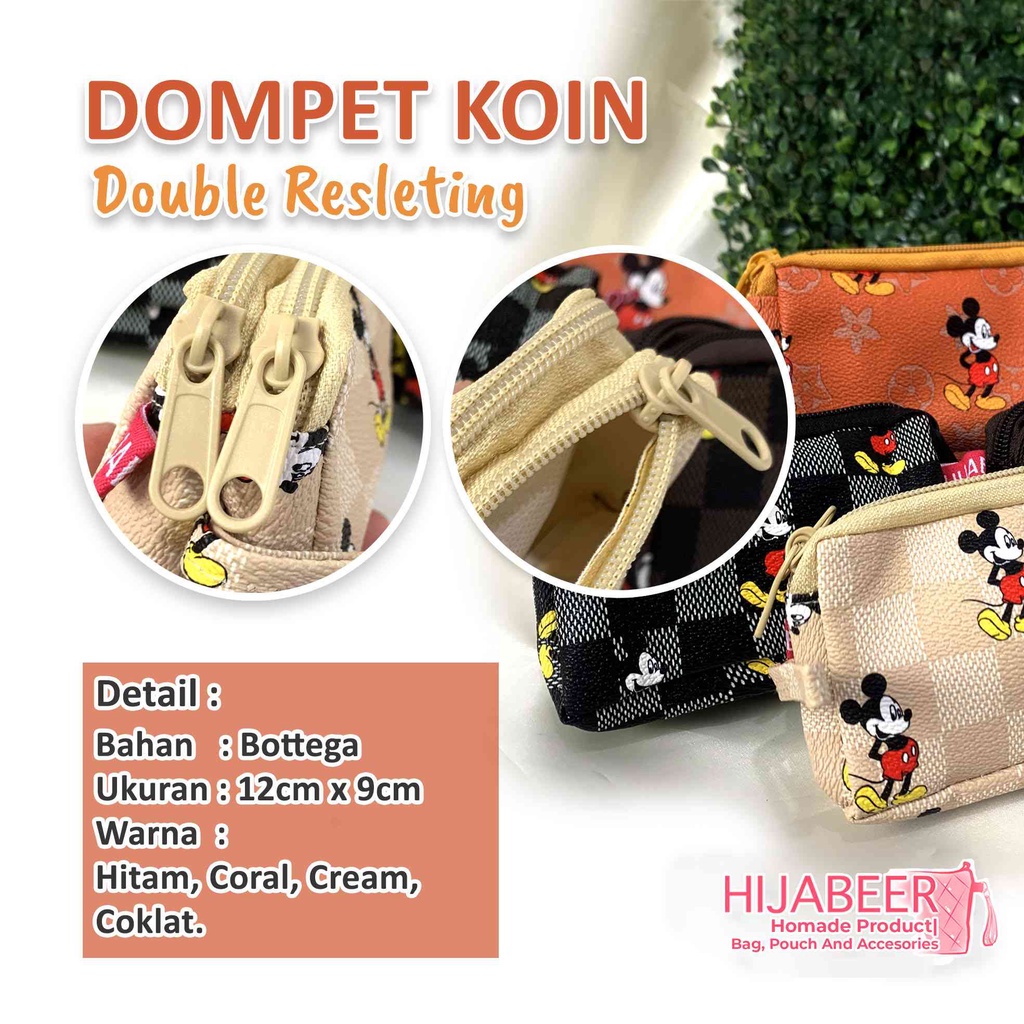 Dompet Koin Double Resleting Motif Mickey - Dompet Wanita Homemade