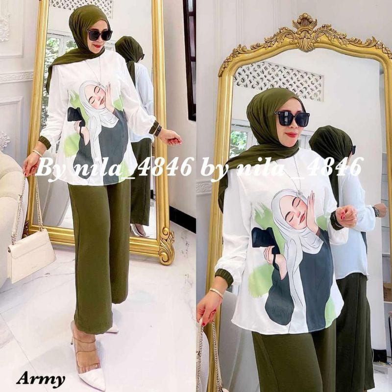 KIRANA SET/Stelan Cringkle Sablon Viral