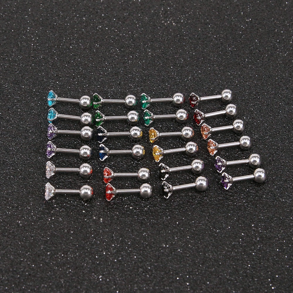 1set Multicolor Kristal Stainless Steel Stud Earrings Mutiara Bola Kristal Tulang Rawan Stud Earrings Helix Keong Tindik