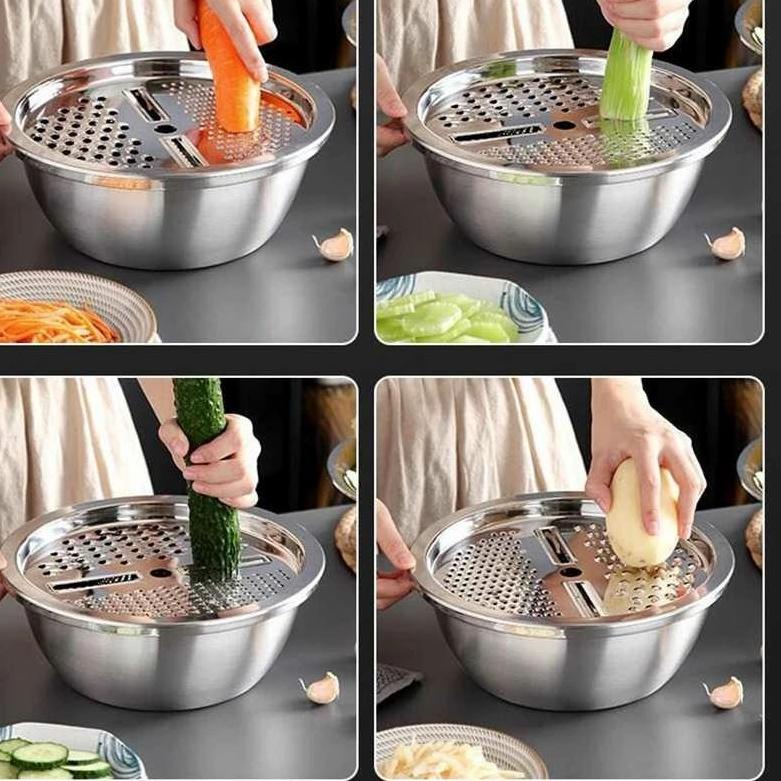 Best Arrival Baskom Parut Stainless Serbaguna - Parutan Baskom 3in1 Stainless Steel