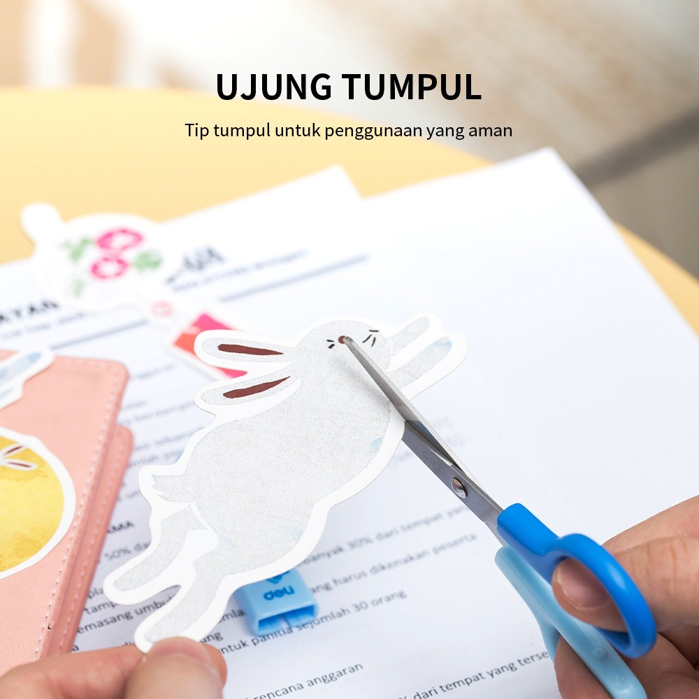 Gunting Ujung Tumpul * DELI Scissors * Pemotong Kertas * Gunting Tahan Karat