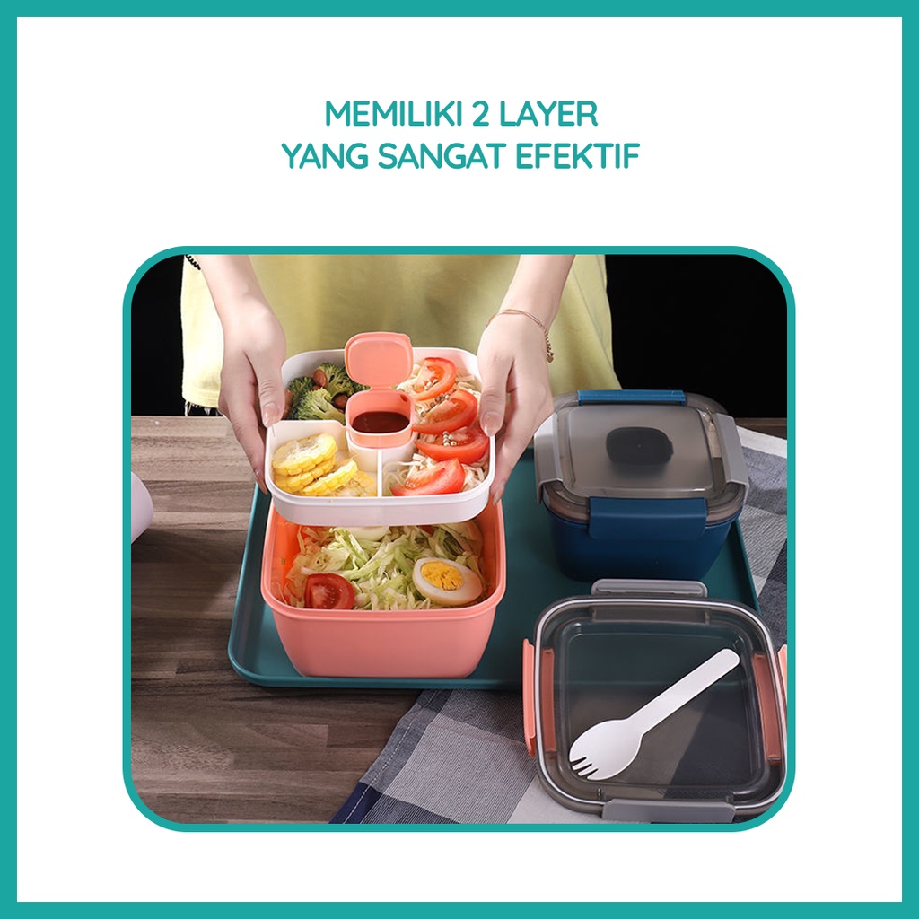 Lunch Box Tingkat dan 4 sekat | Kotak Bekal Bahan Plastik PP Kokoh