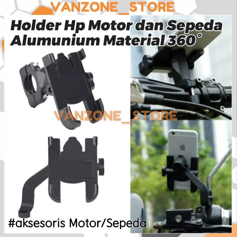 [VANZONE] Holder HP Gojek Spion Motor Dudukan Smartphone Metal Alloy Body GPS Navigasi Map
