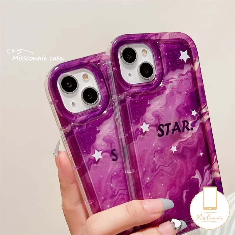 Casing Tahan Guncangan Kompatibel Untuk iPhone 11 Pro MAX 7Plus 8Plus 14 13 12 Pro MAX 6 6S 7 8 Plus XR X XS MAX Fashion Marmer Gradasi Langit Berbintang Airbag Lembut TPU Anti Jatuh Penutup Belakang