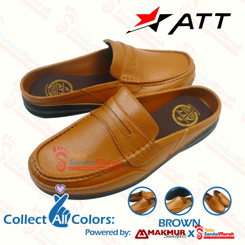 Toko Sendal Murah - Sepatu Bustong Pria Warna Coklat Muda Uk 39 - 42 / Sepatu Kerja Simple Murah Anti Slip / Sepatu Karet Tutong Slop Pria / Sepatu Pria Semi Formal / Sepatu Casual Slip On Pria Mules [Toko Sendal Murah M 05 ABK 550 CM]