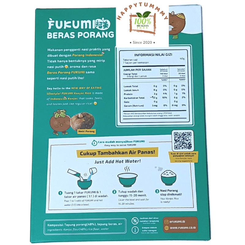 HPT - FUKUMI BERAS PORANG PER BOX- Fukumi Shirataki Beras Konjac Rice Diet PER BOX isi 7 sachet x @40gr