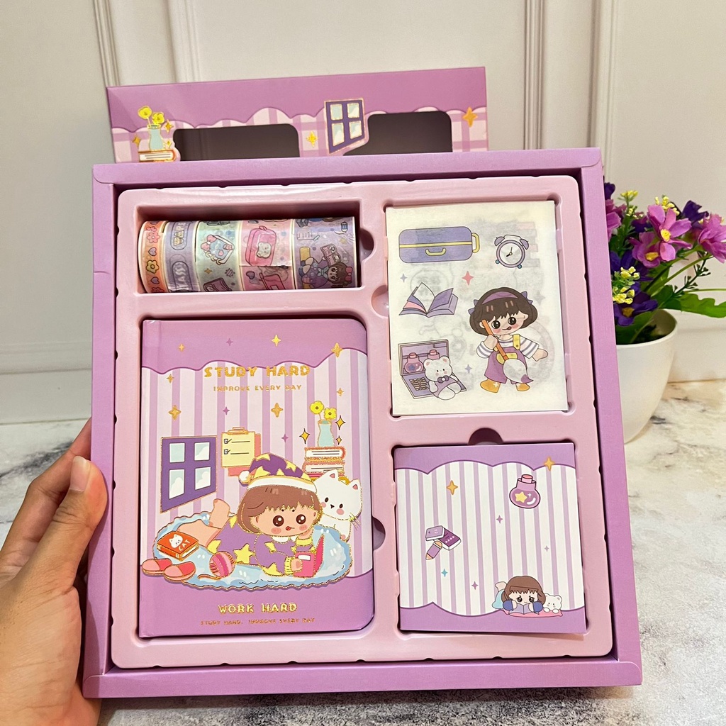 

Jurnal Paket Diary 4in1 Isi Washi Sticker Sticky Notebook A5 - S001 STUDY HARD - isi notebook hard cover washi tape stiker sticky notes bookmark journal tulisan isi label pen buku buku memo notes lucu unik hadiah sovenir alat tulis anak kerja sekolah kant