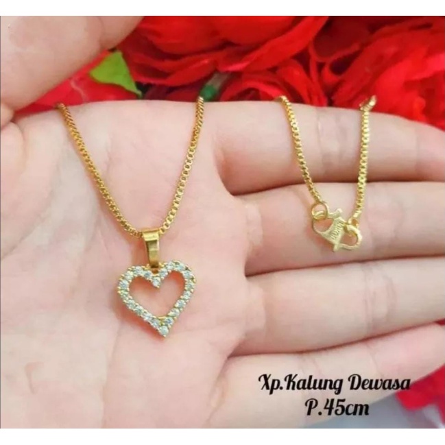 Kalung love titanium anti karat